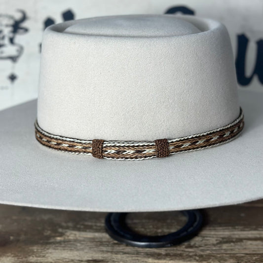 Hat Band | Horsehair 5 Strand w/ Knots Sorrel/Dark Brown/White