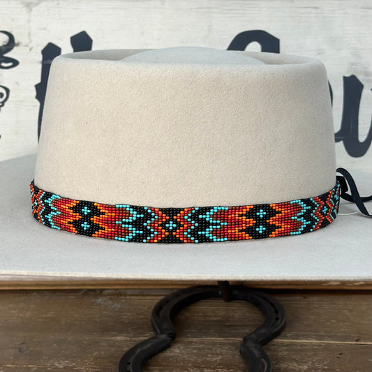 Hatband B3-2A | 13 Row Beaded Multi w/ Leather Ends FINAL SALE, NOT RETURNABLE