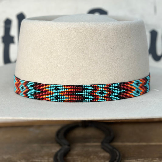 Hatband B2-K | 11 Row Stretch Turquoise Multi