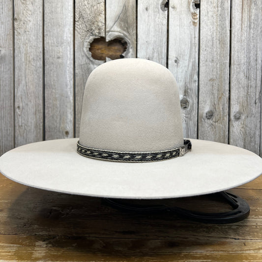 Hat Band | Horsehair 5 Strand w/ Buckle and Concho Ivory/Dark Brown