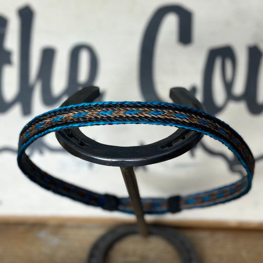 Hat Band | Horsehair 5 Strand w/ Black Knots Turquoise/Sorrel