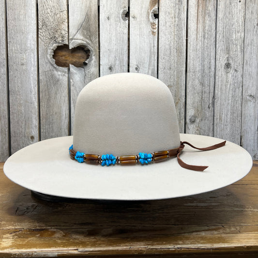 Hat Band | Tan Bone w/ Turquoise Chip Accent