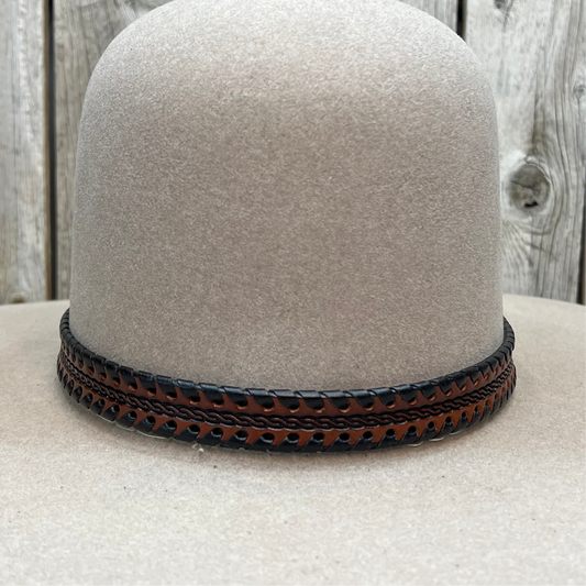 Hatband HB76-2 | 3/4" Brown Leather w/ Black Whipstitch