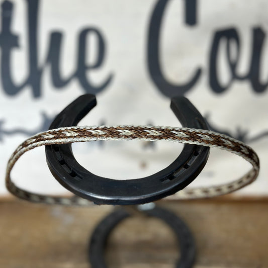 Hat Band | Horsehair 3 Strand w/ Buckle Brown/White