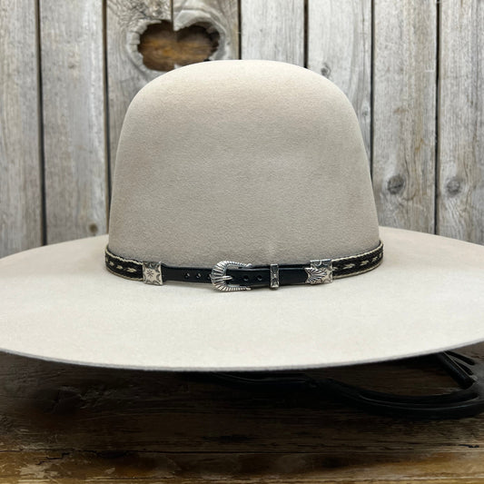 Hat Band | Horsehair 5 Strand w/ Buckle and Concho Dark Brown/Ivory