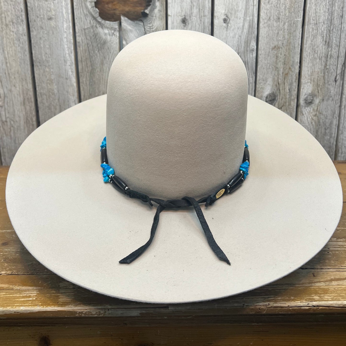 Hat Band | Black Bone w/ Turquoise Chip Accent
