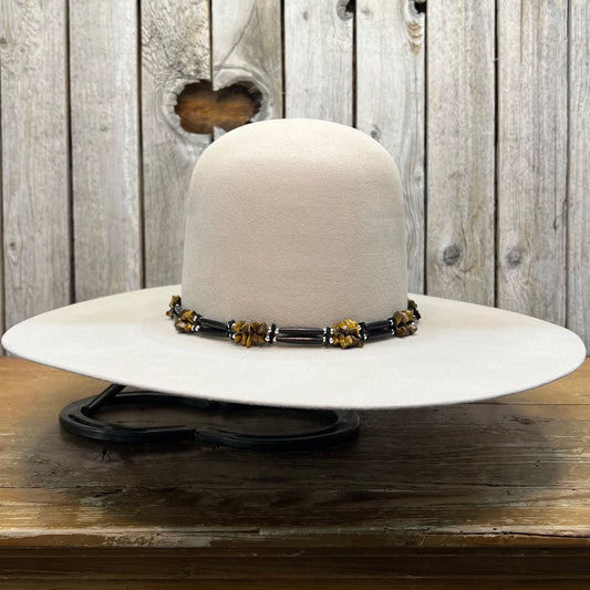 Hat Band | Black Bone w/ Tigereye Chip Accent