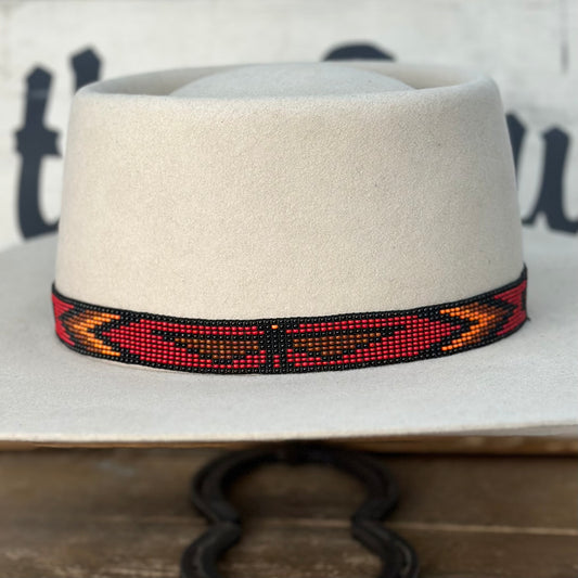 Hat Band B2-J / 11 Row T Bird Orange, Red, Brown