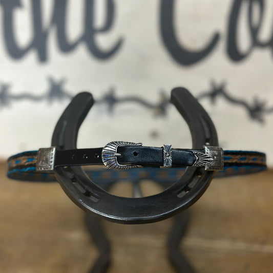 Hat Band | Horsehair 5 Strand w/ Buckle and Concho Dark Brown/Light Brown/Turquoise