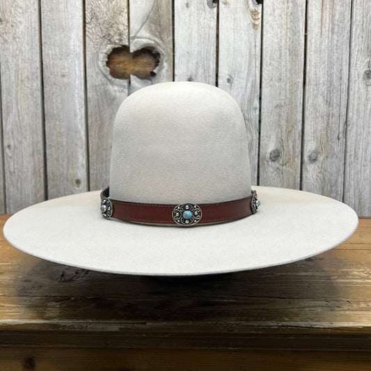 Hat Band | Brown Leather w/ Turquoise Conchos
