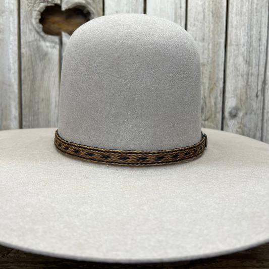Hat Band | Horsehair 5 Strand w/ Buckle and Concho Brown/Dark Brown