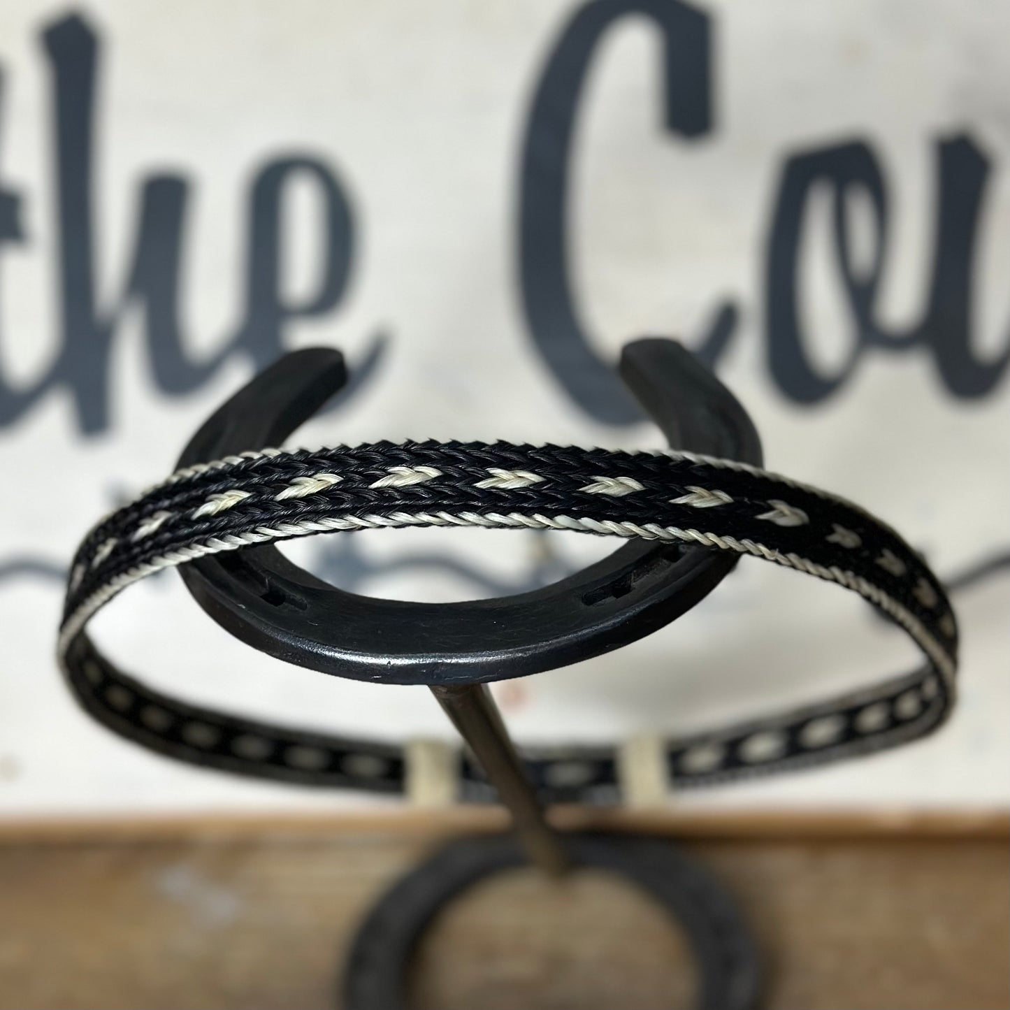 Hat Band | Horsehair 5 Strand w/ White Knots Black/White