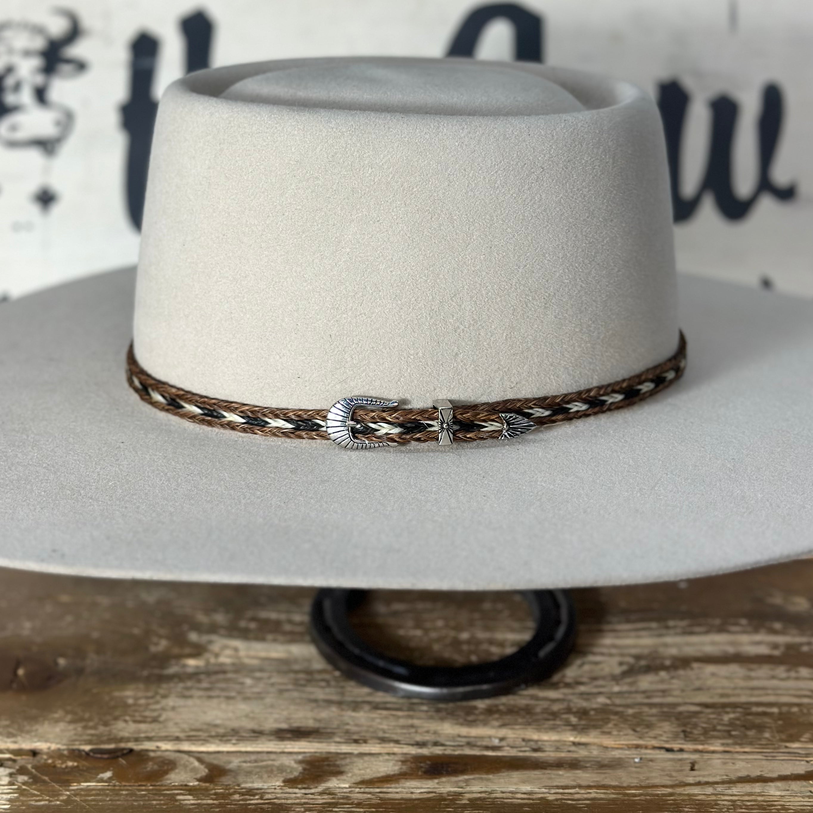 Hat Band | Horsehair 3 Strand w/ Buckle Sorrel/White/Black – The Hat Band | Horsehair 3 Strand w/ Buckle Sorrel/White/Black – The