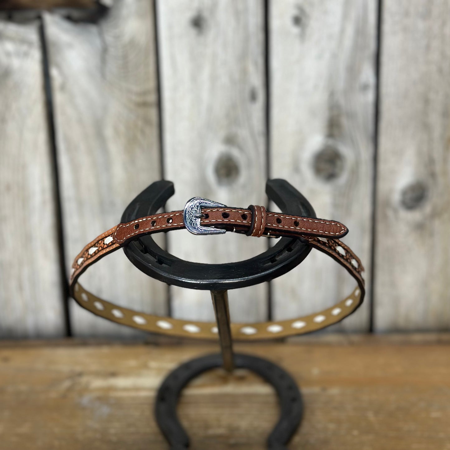 Hat Band | 1/2" Leather w/ Ivory Lacing
