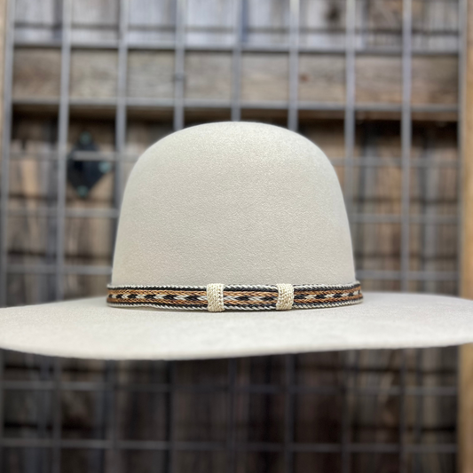 Hat Band | Horsehair 5 Strand w/ White Knots - Sorrel Black & White
