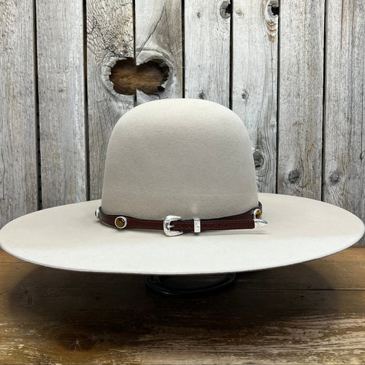 Hatband | Brown Leather W Tiger Eye Concho