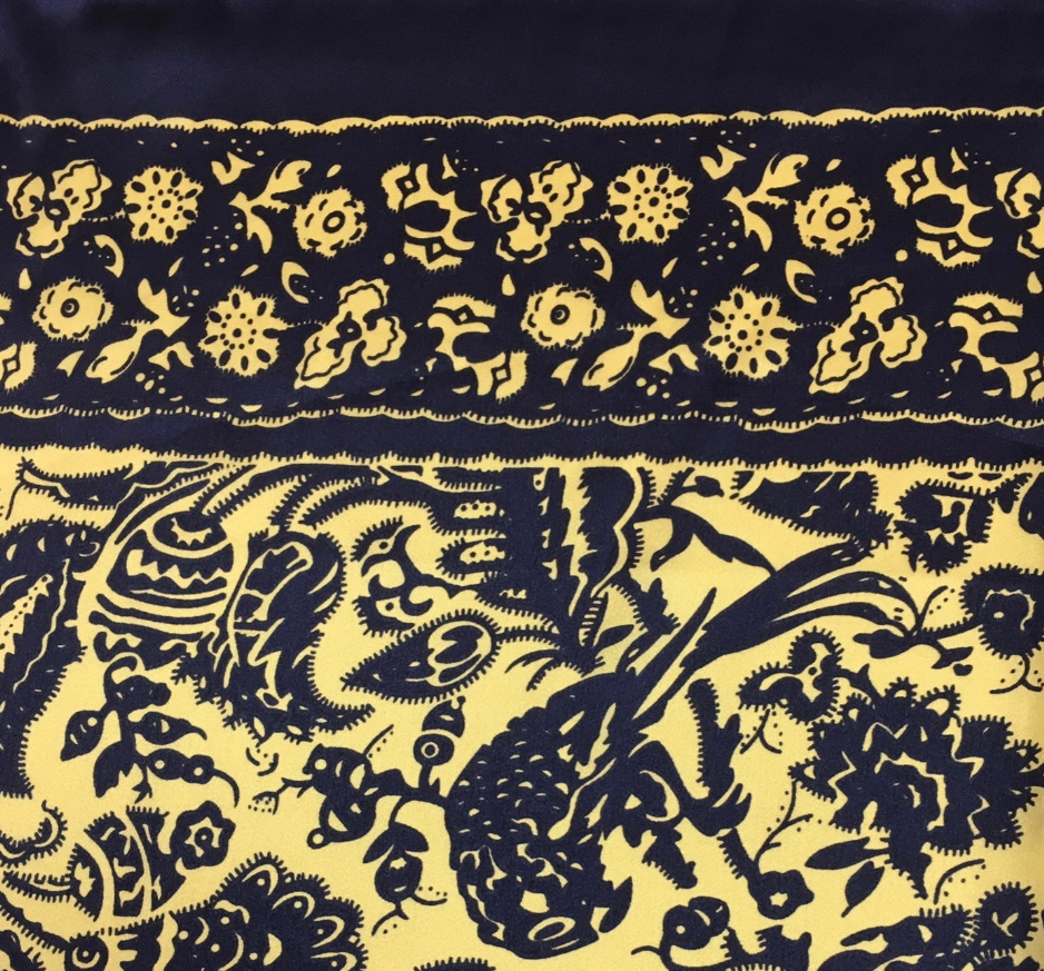 Wild Rag Satin Royal| Navy & Gold