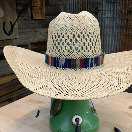 Hatband HB32-09 | 1" Tapestry w/ Side Concho Navy/Maroon/Rust/Turquoise/Tan