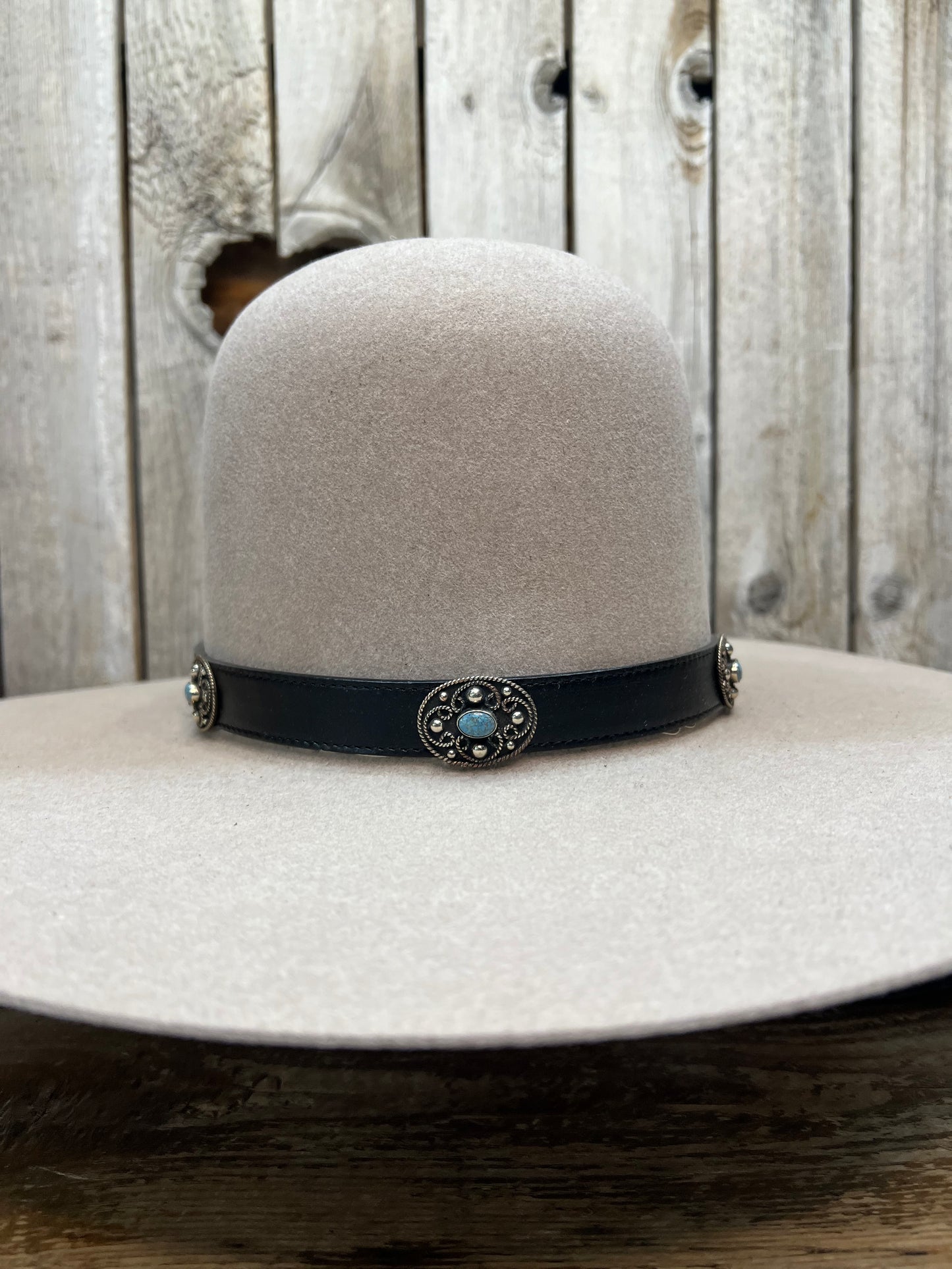 Hat Band | Black Leather w/ Turquoise Conchos