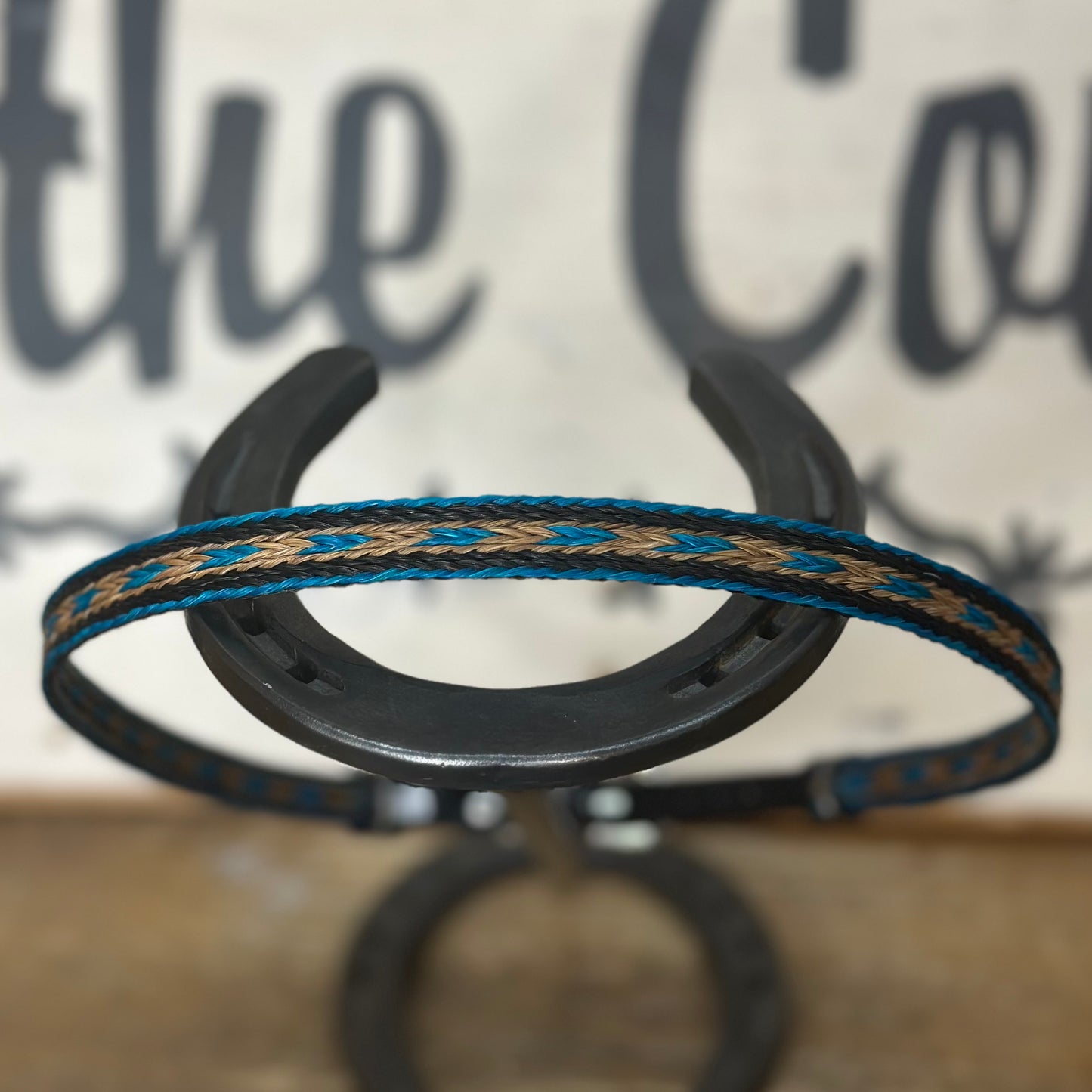 Hat Band | Horsehair 5 Strand w/ Buckle and Concho Dark Brown/Light Brown/Turquoise