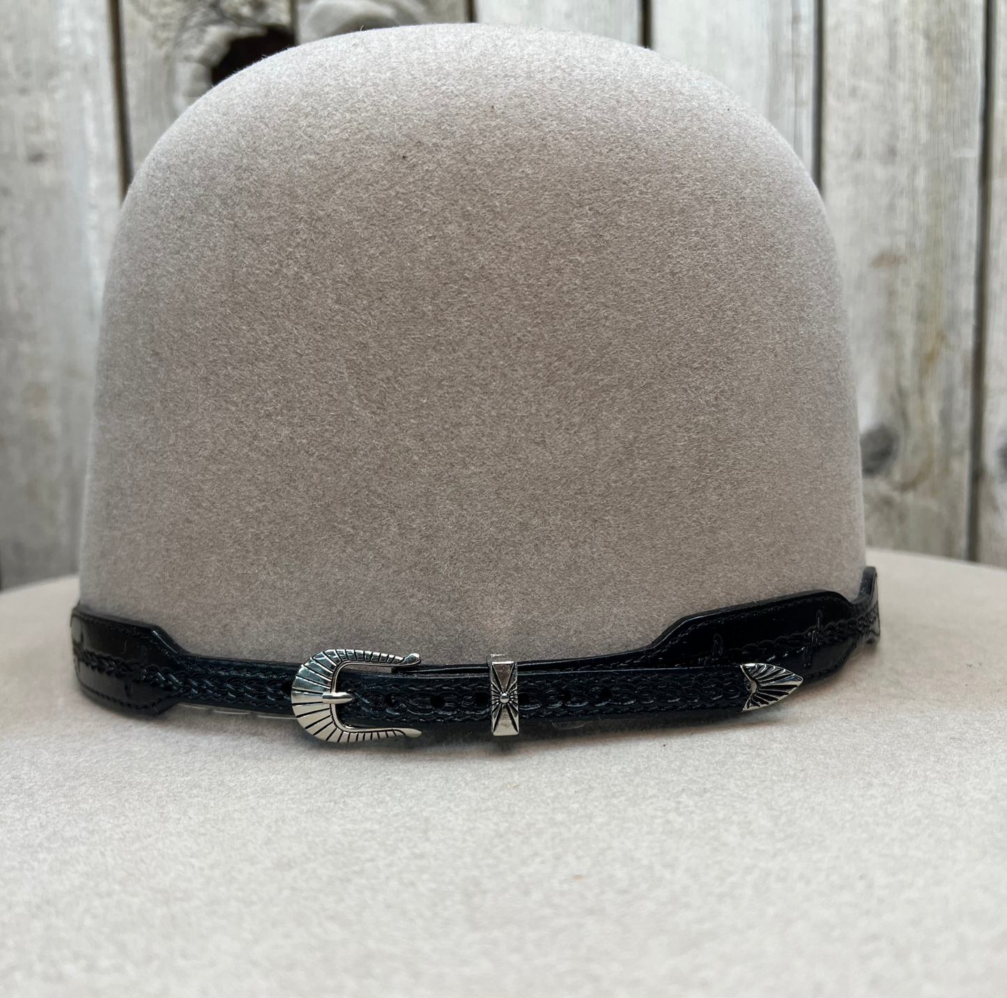 Hatband | 1/2" Black Leather Carved Barbed Wire