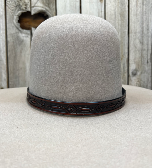 Hatband HB83 | 1/2" Leather Carved Brown/Black FINAL SALE, NOT RETURNABLE