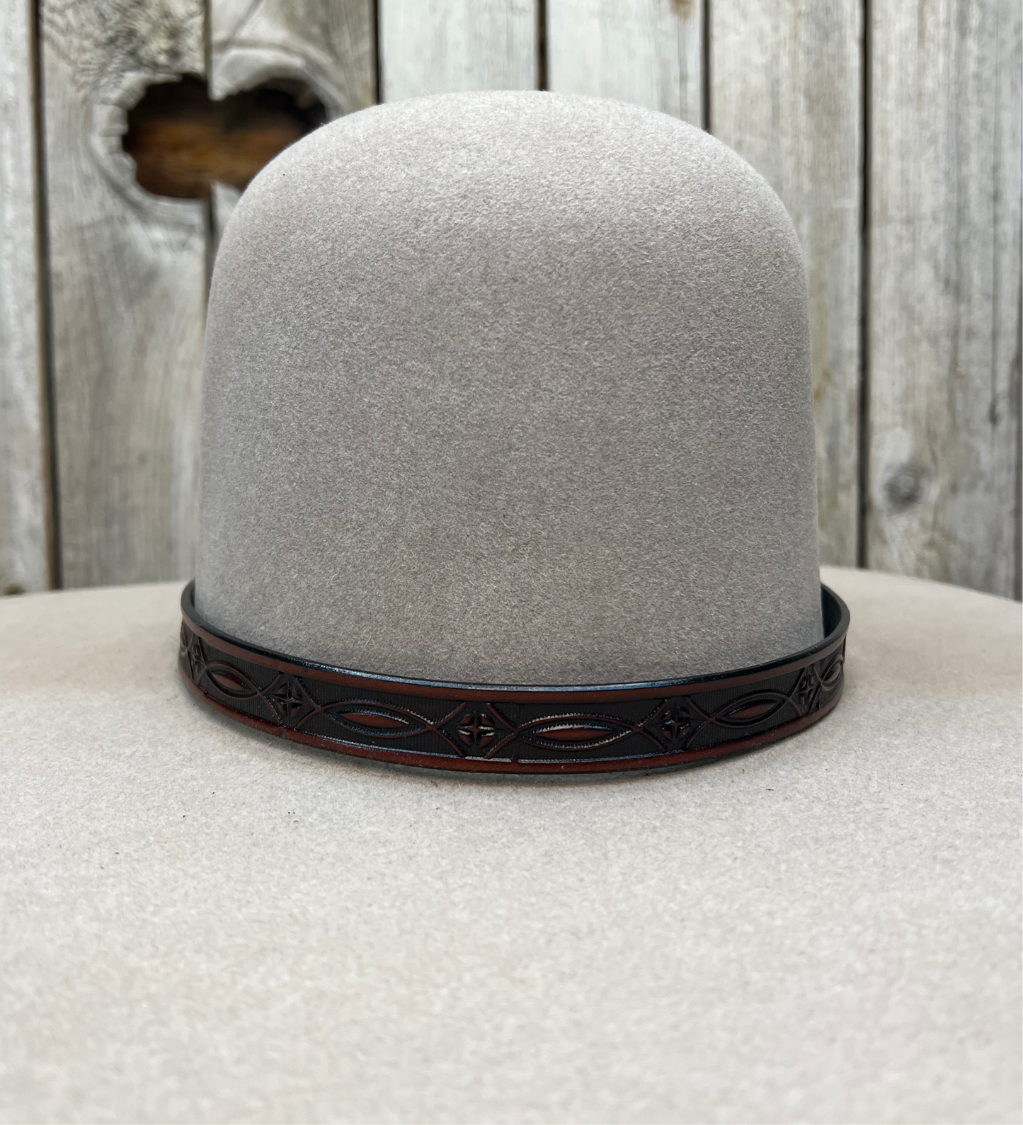 Hatband HB83 | 1/2" Leather Carved Brown/Black