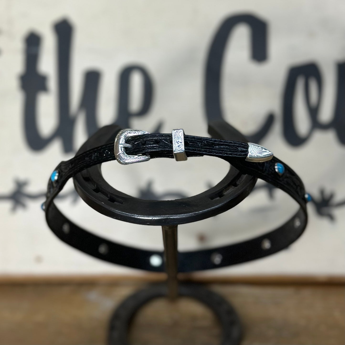 Hatband LC-69T | Black Color Leather w/Turquoise Accents
