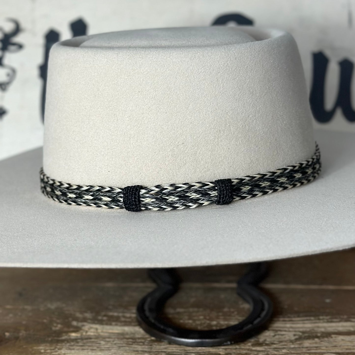 Hat Band | Horsehair 5 Strand w/ Knots Salt/Pepper/Black/White