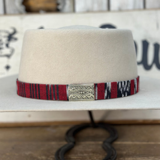 Hatband HB32-08 | 1" Tapestry w/ Side Concho Red/Black/White