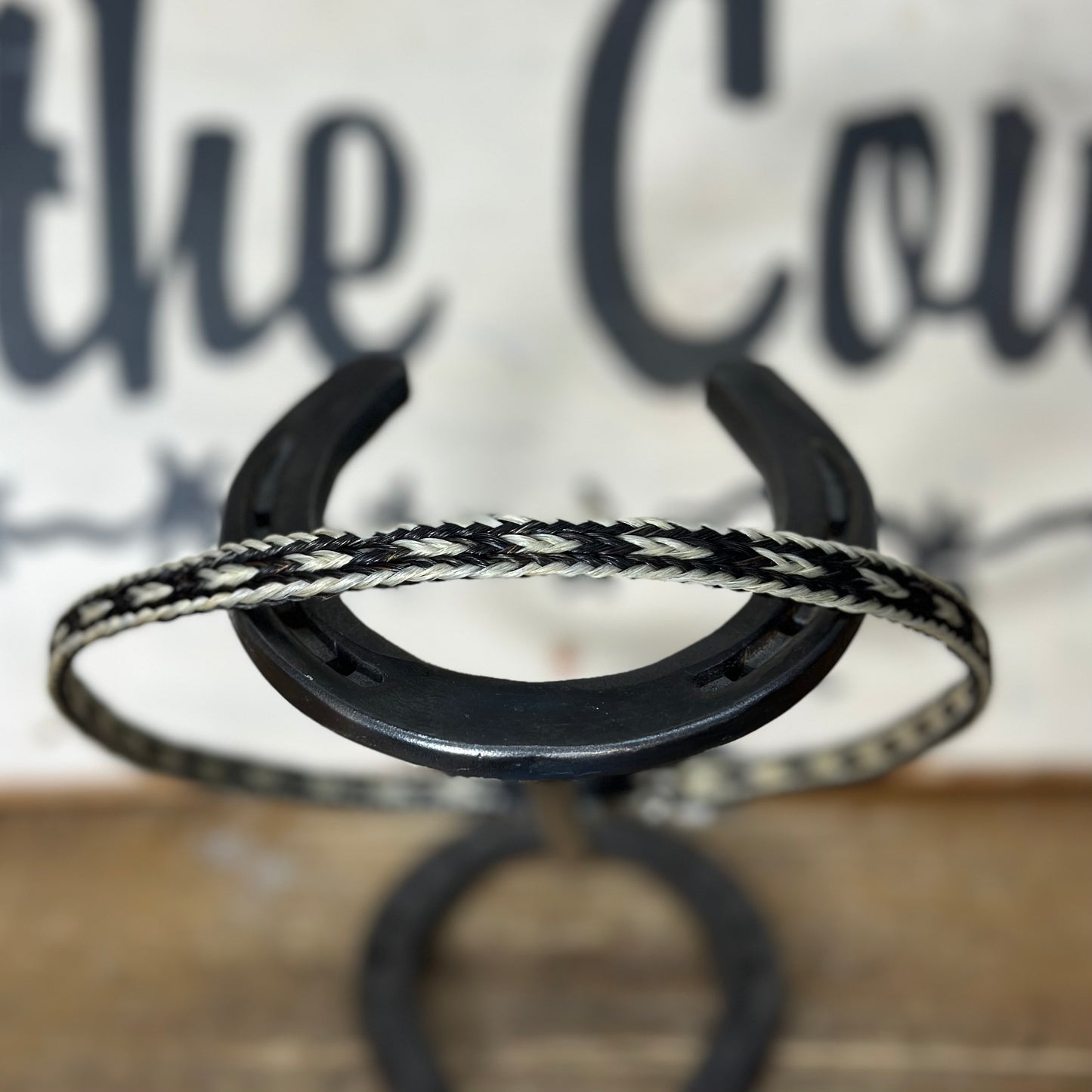 Hat Band | Horsehair 3 Strand w/ Buckle White/Black