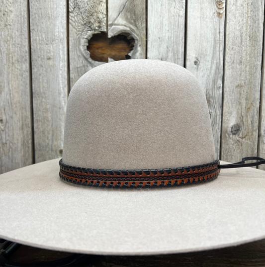 Hatband HB76-2 | 3/4" Brown Leather w/ Black Whipstitch FINAL SALE, NOT RETURNABLE