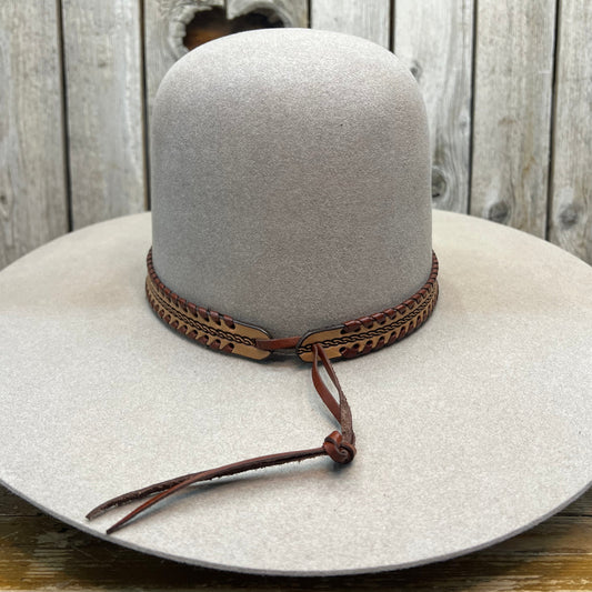 Cinta para el sombrero HB76-4 | Cuero tostado de 3/4" con pespunte marrón
