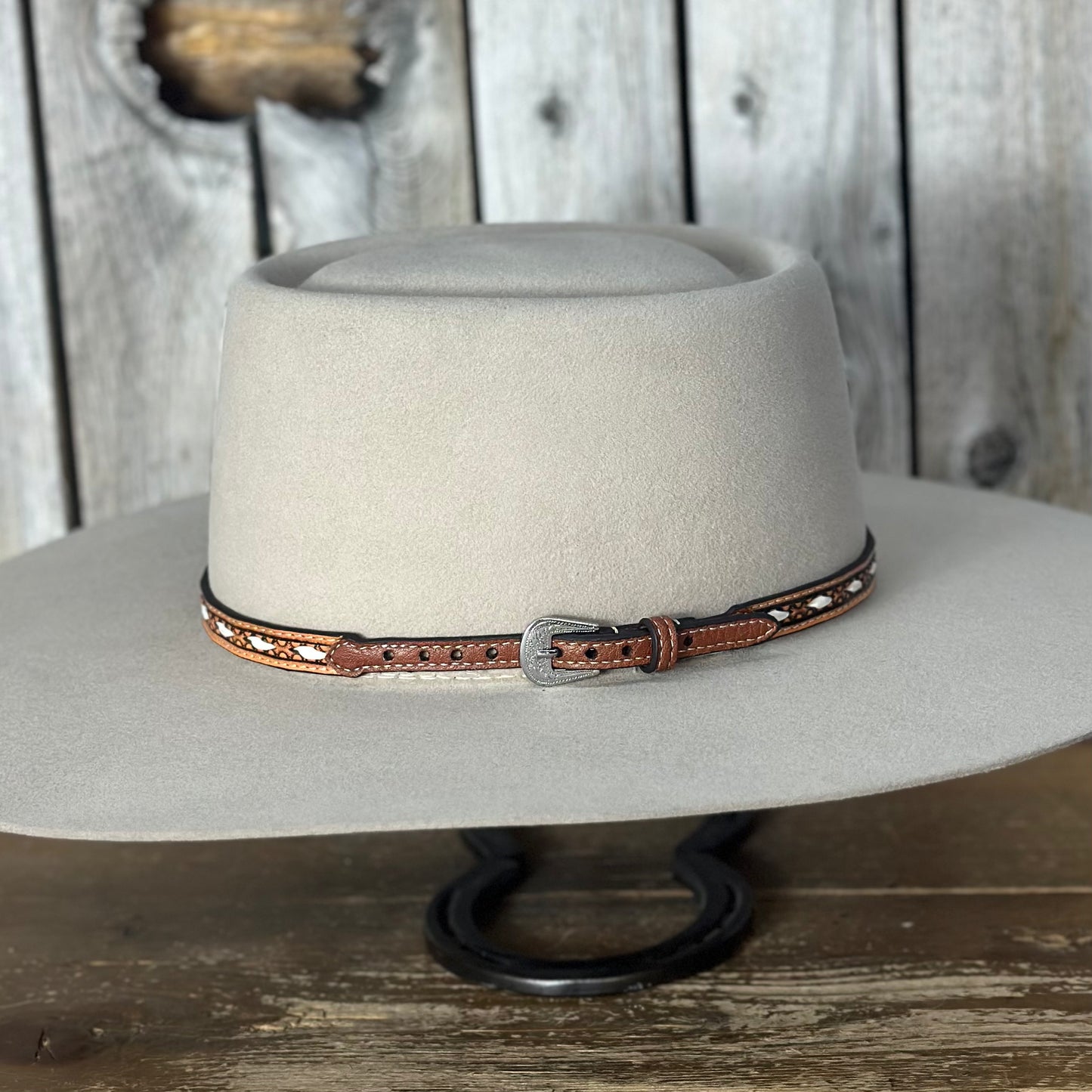 Hat Band | 1/2"  Leather w/ Ivory Lacing