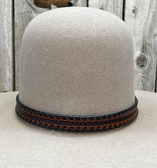 Hatband HB76-2 | 3/4" Brown Leather w/ Black Whipstitch