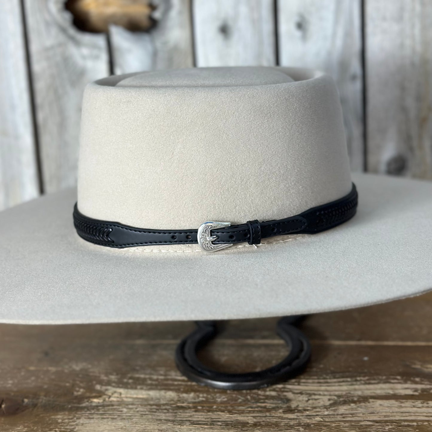 Hat Band | Black Leather w/ Fancy Lacing