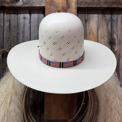 Cinta para el sombrero B1-C | 7 Hileras Elásticas Con Cuentas Negro/Turquesa/Plata