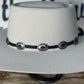 Hat Band |Black Leather Tie W Conchos Shiny Silver-LC-102S