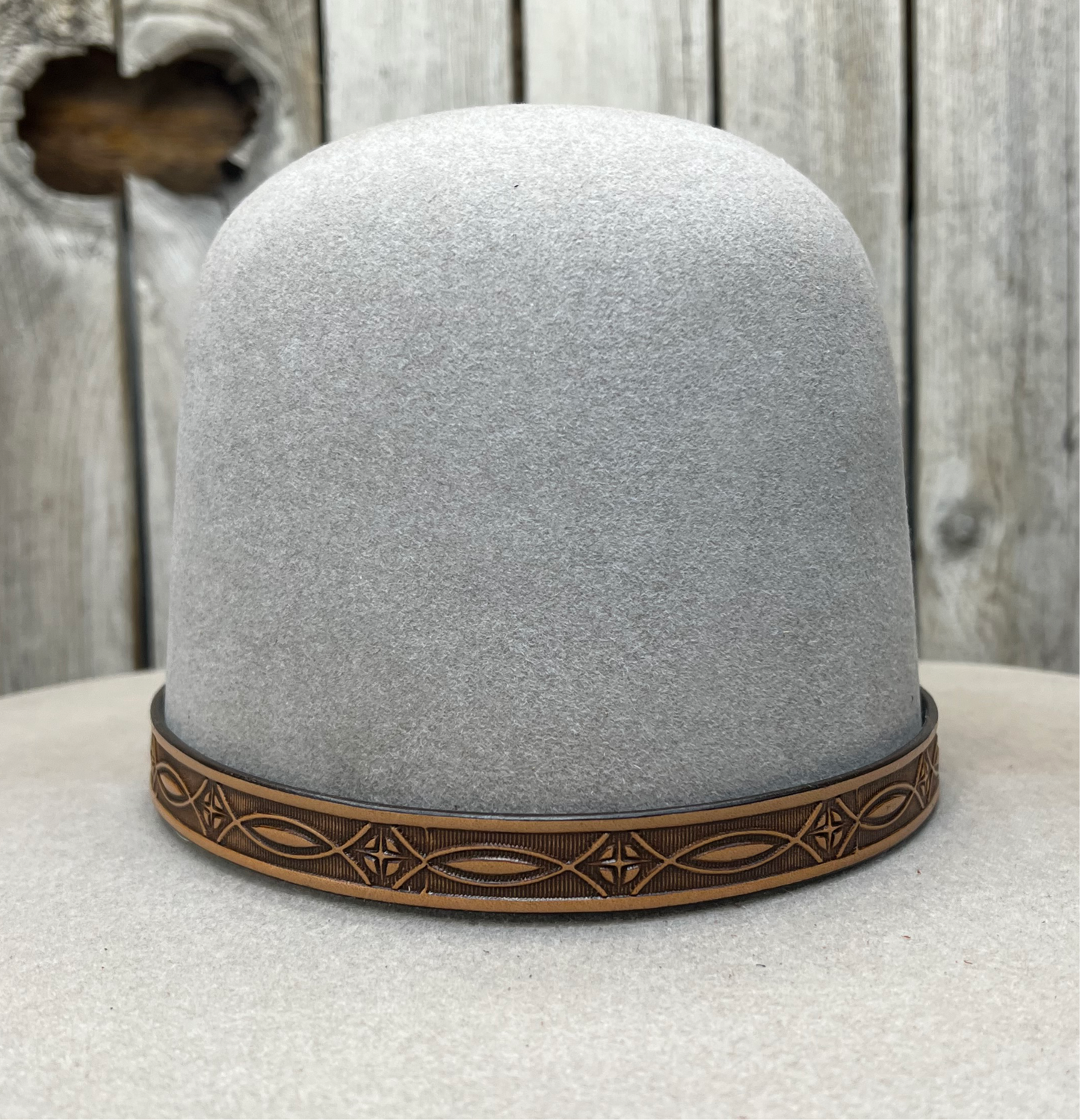 Hatband HB83 | 1/2" Leather Carved Tan/Brown