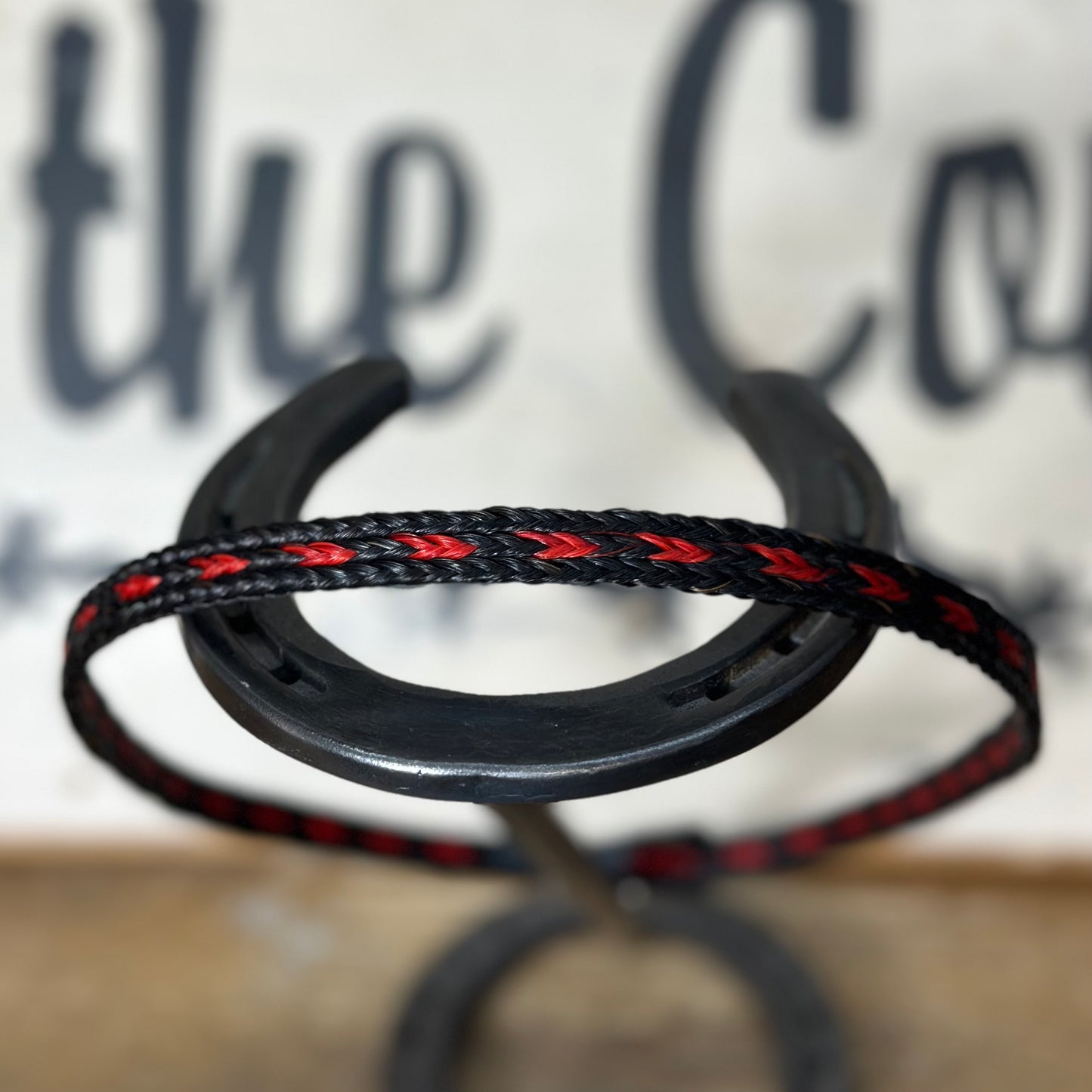 Hat Band | Horsehair 3 Strand w/ Buckle Black/Red