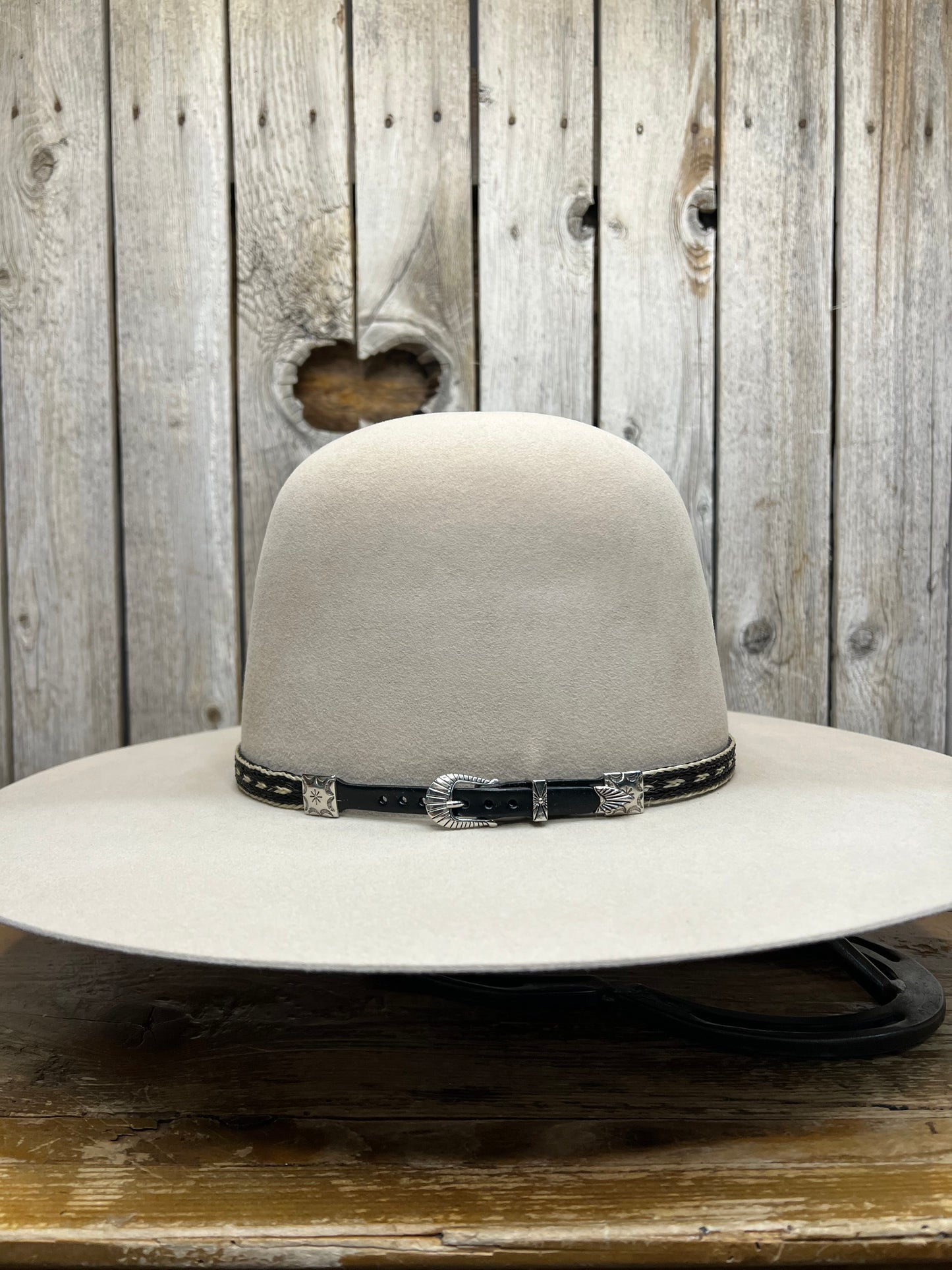 Hat Band | Horsehair 5 Strand w/ Buckle and Concho Dark Brown/Ivory