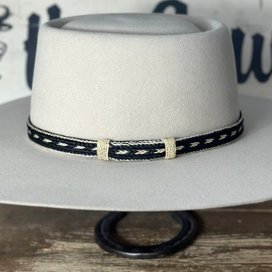 Hat Band | Horsehair 5 Strand w/ Knots Black/White