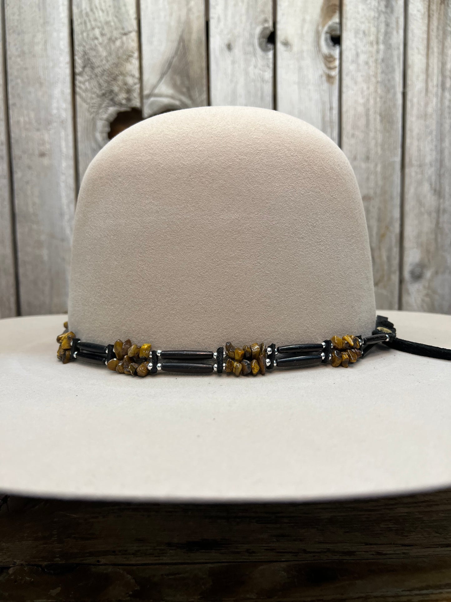 Hat Band | Black Bone w/ Tigereye Chip Accent