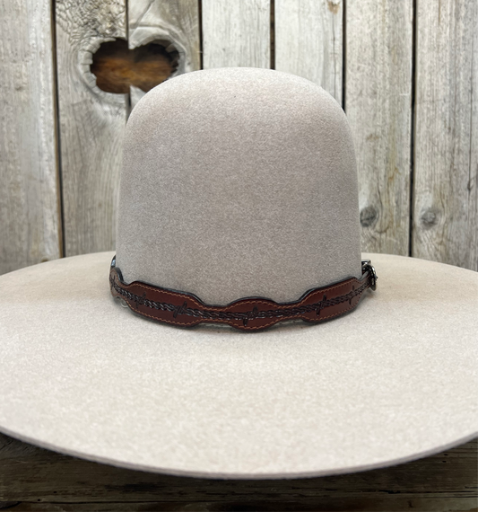 Hatband | 1/2" Brown Leather Carved Barbed Wire FINAL SALE, NOT RETURNABLE