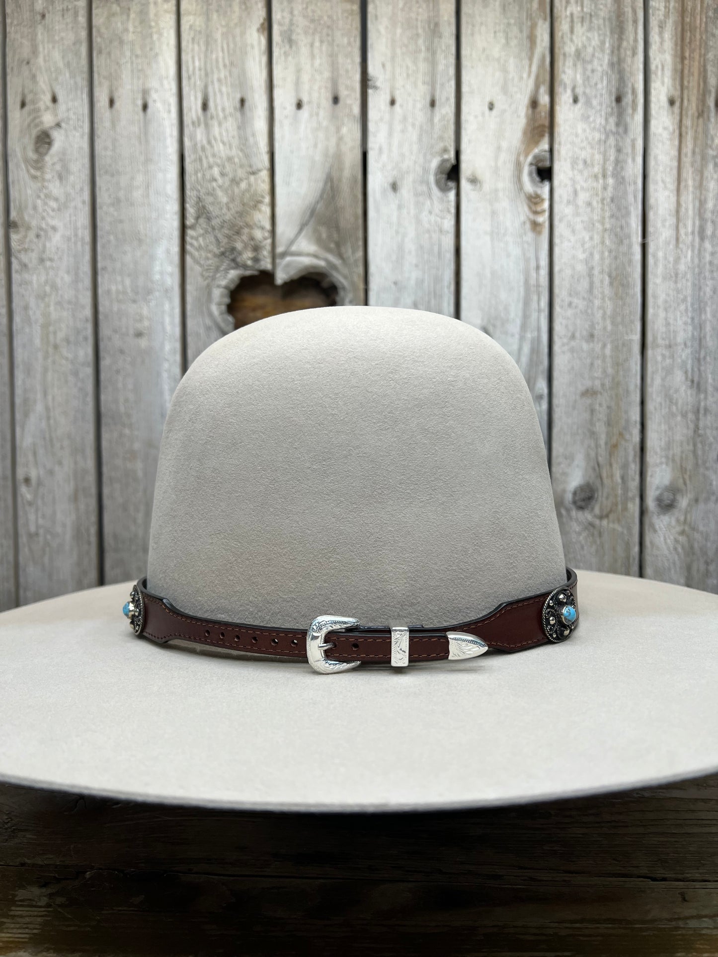 Hat Band | Brown Leather w/ Turquoise Conchos