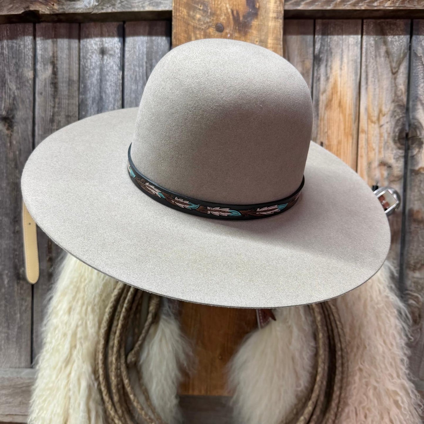 Hat Band | Black Hand Tooled & Hand Painted