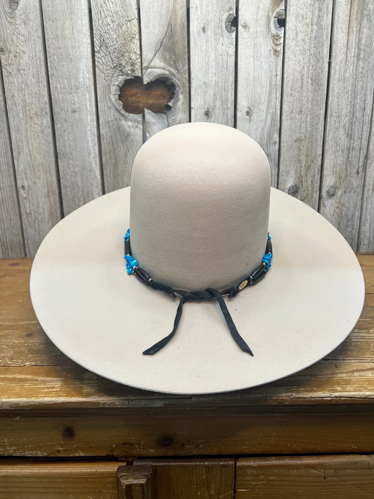 Hat Band | Black Bone w/ Turquoise Chip Accent