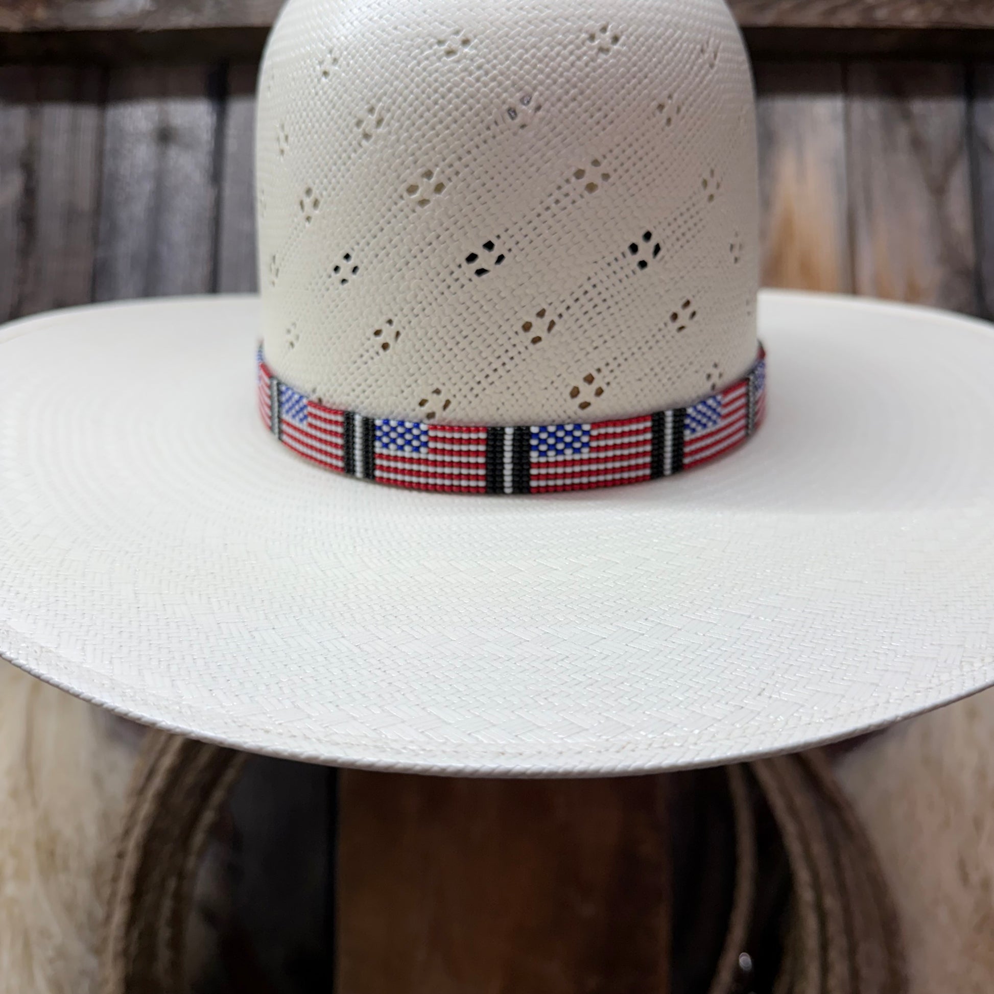 Cinta para el sombrero B1-C | 7 Hileras Elásticas Con Cuentas Negro/Turquesa/Plata