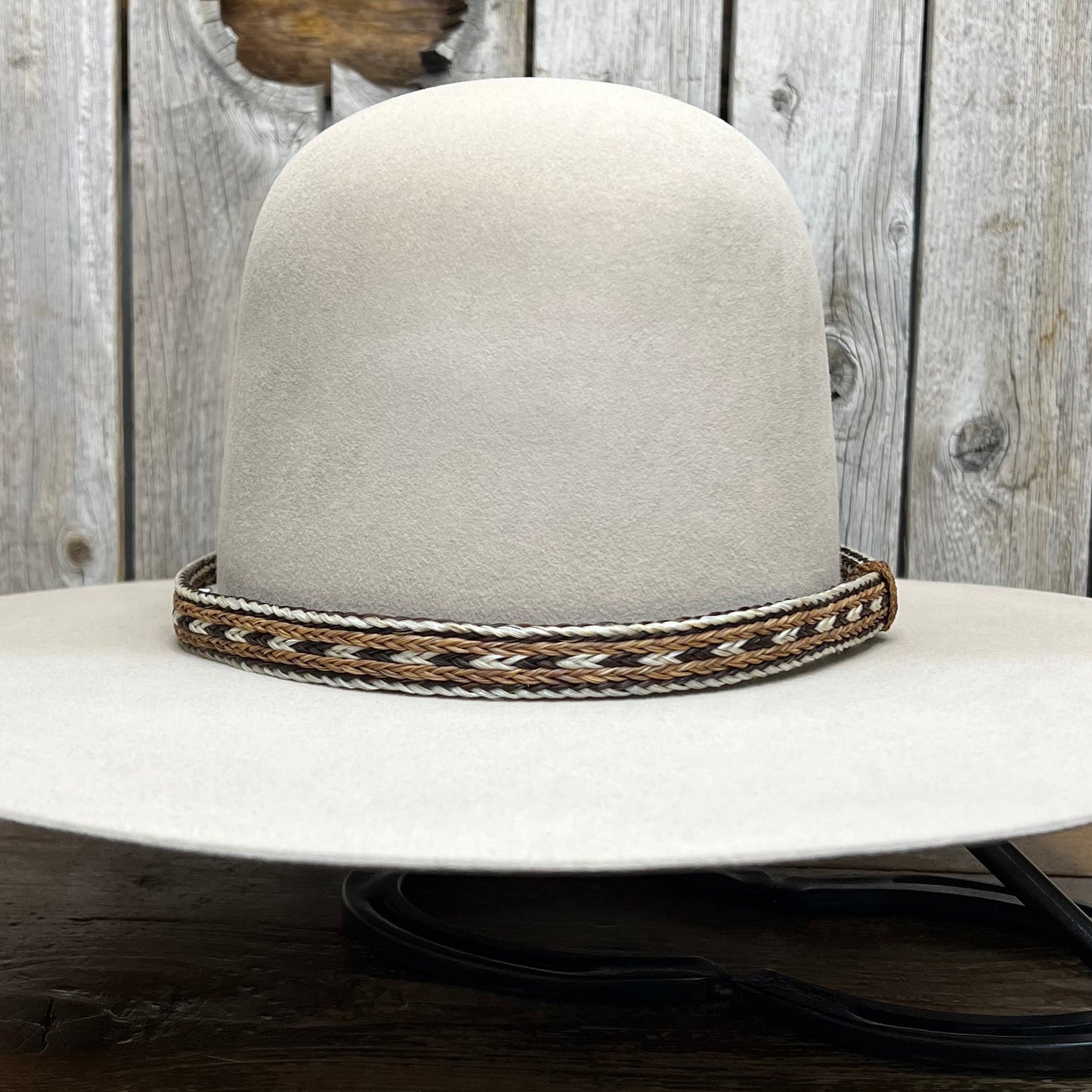 Hat Band | Horsehair 5 Strand w/ Sorrel Knots Sorrel/Dark Brown/White