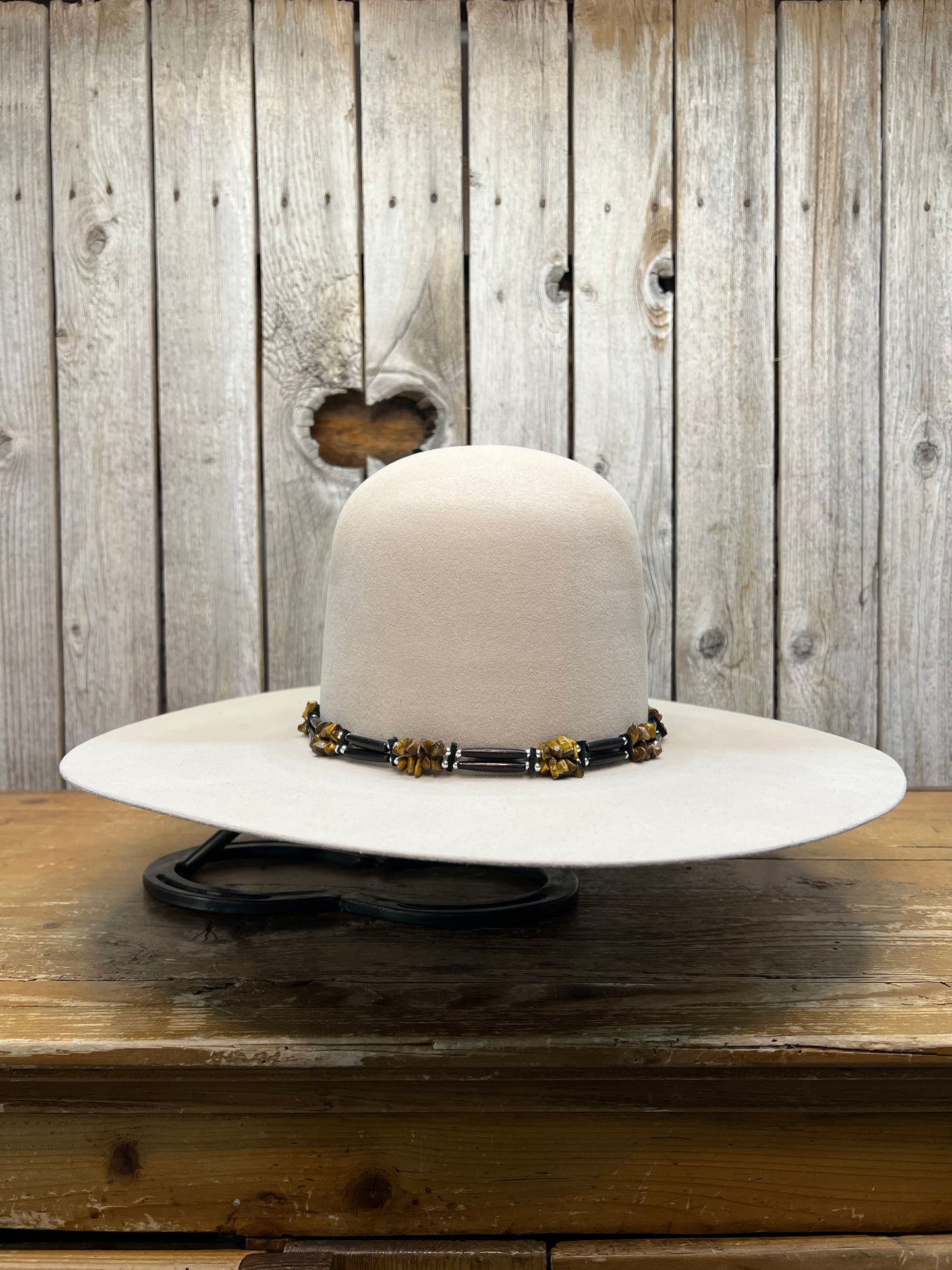 Hat Band | Black Bone w/ Tigereye Chip Accent